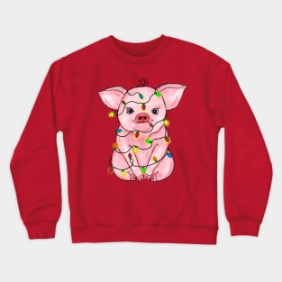 Cute Pig Christmas Lights Crewneck Sweatshirt